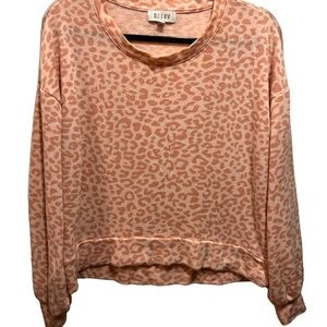 Oli Viv Women’s Pink Cheetah Print Sleepwear Pajama Comfy Top Long Sleeve Shirt